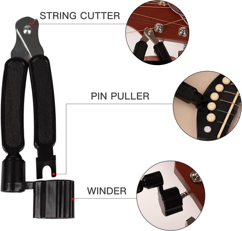 Moomuto 88PCS Acoustic Guitar Accessories Kit Include Acoustic Guitar Strings,Tuner,Capo,Thumb Finger Picks,3-in-1 Restring Tool,Bridge Pins,Strap,Hanger,Picks,Fretboard Stickers for Guitar Starter - Image 3